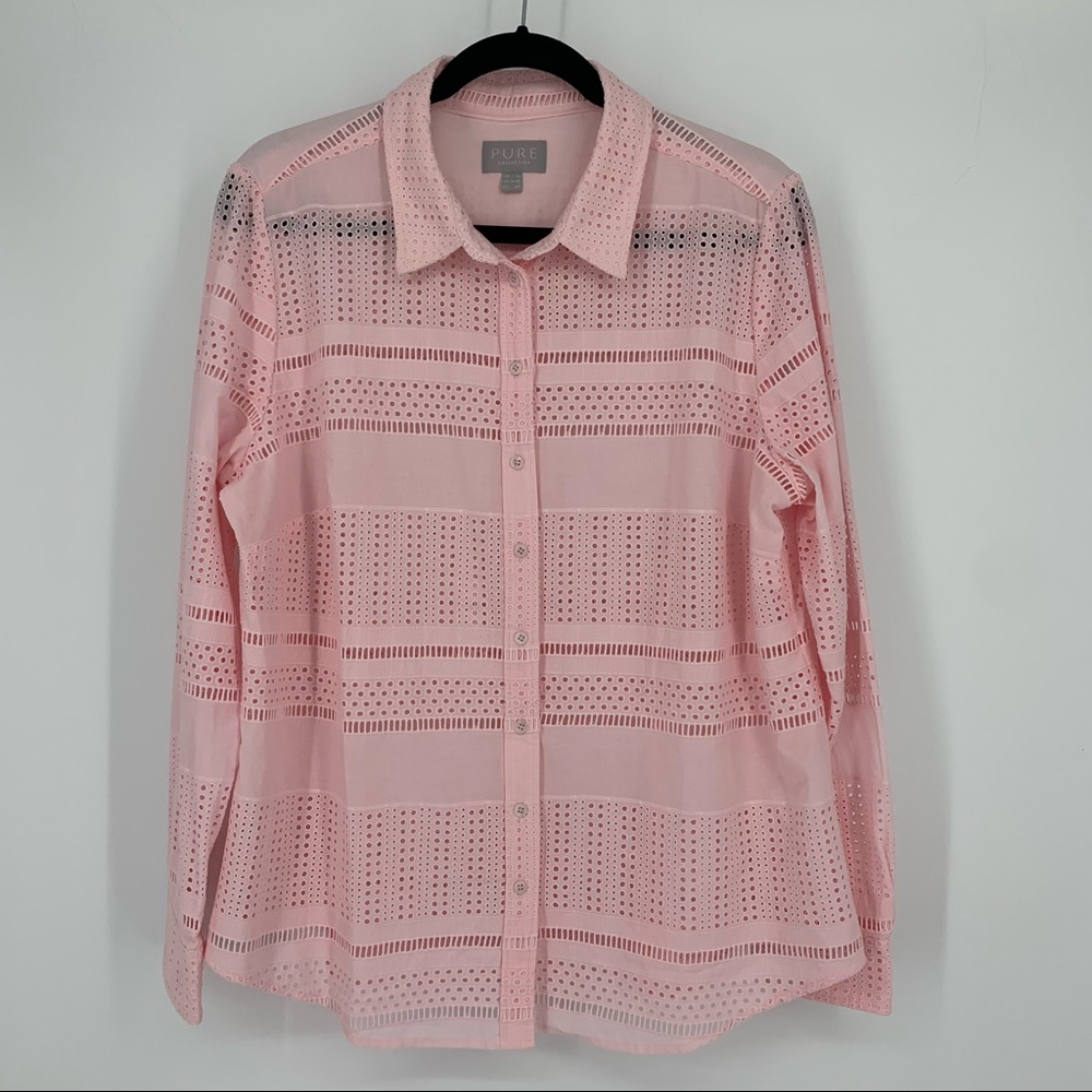 PURE Collection Blouse Eyelet Open Stitch Pink